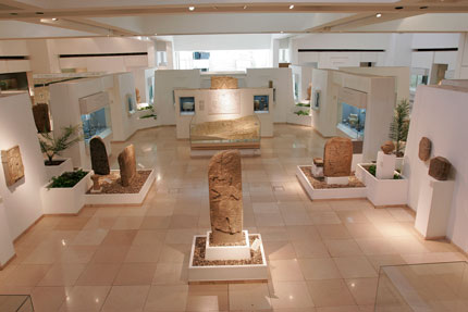 An exhibition hall with ancient stone reliefs