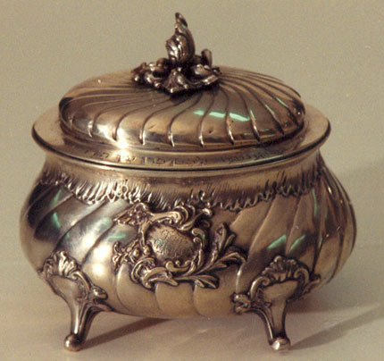Ornate Etrog container, from the museum's Judaica collection